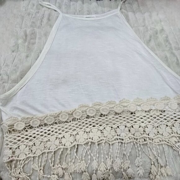 Poetry ✦ White Boho Crochet Tank ✦ Tassel Hem w/ Halter Neck Size S - Picture 3 of 8